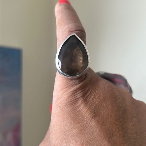 Elegant Sterling Silver Smokey Quartz Gemstone Ring - Picture 1 of 4